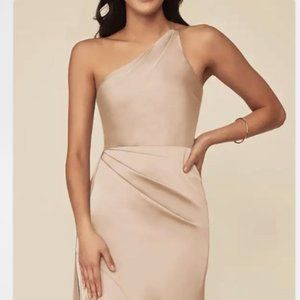 Azazie Maron Stretch Satin Dress: English Rose